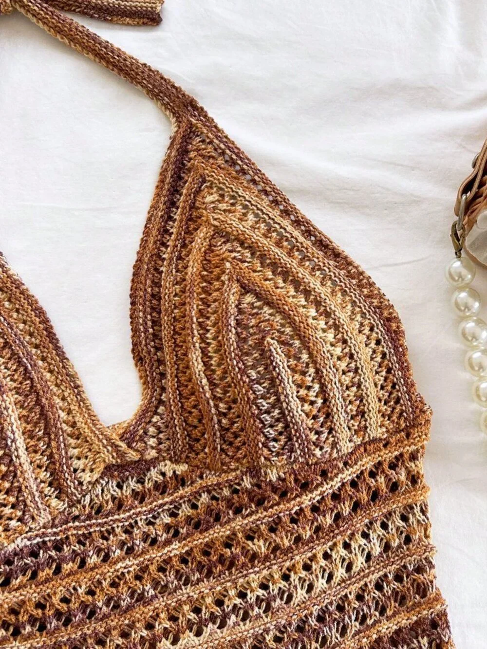 Multicolor Boho Women's V-Neck Halter Mini Dress - Picture 5 of 7